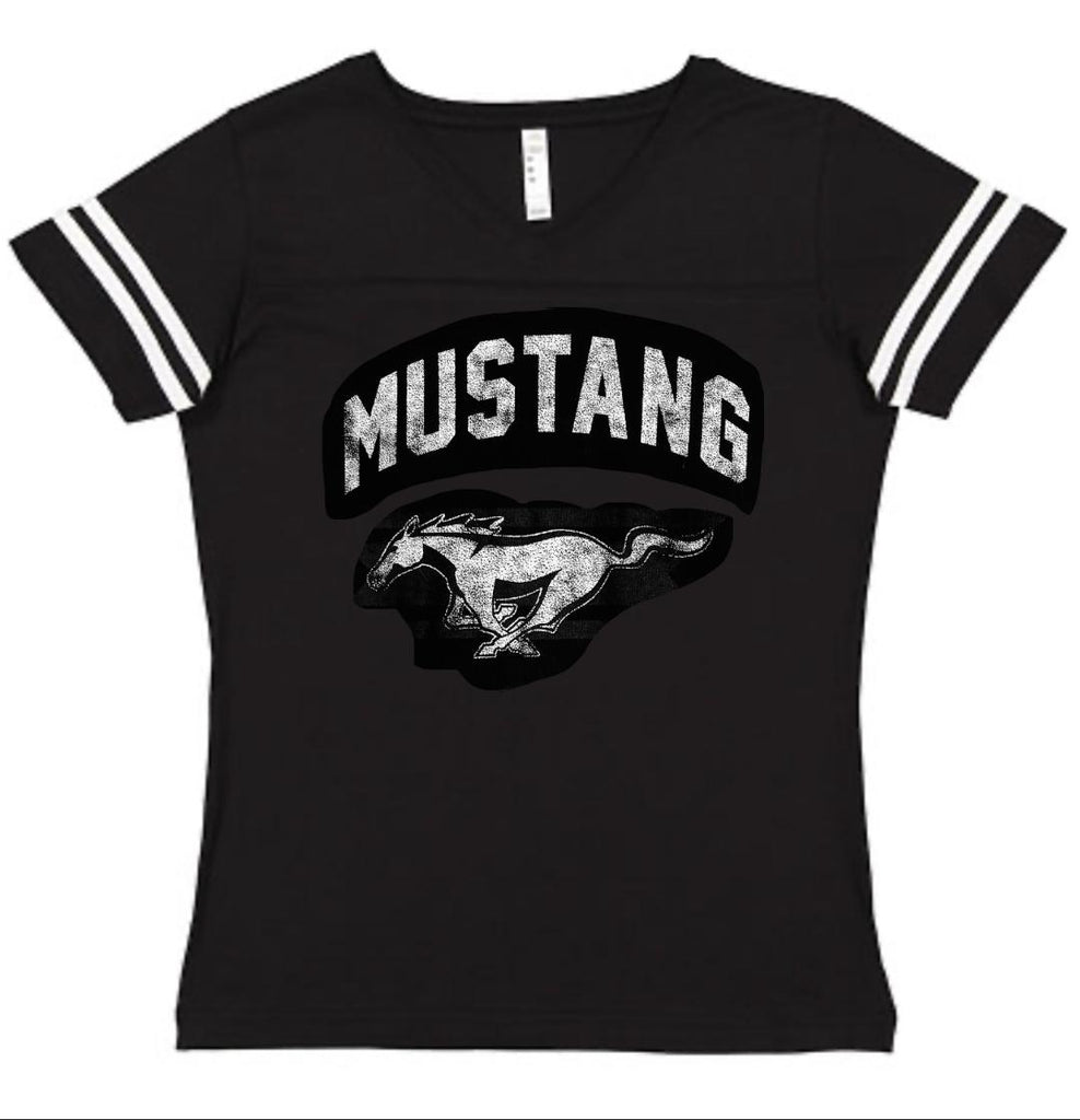 Mustang Ladies’ Football Style T-Shirt (black)