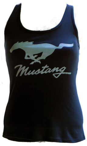 Ladies navy racer back tank top