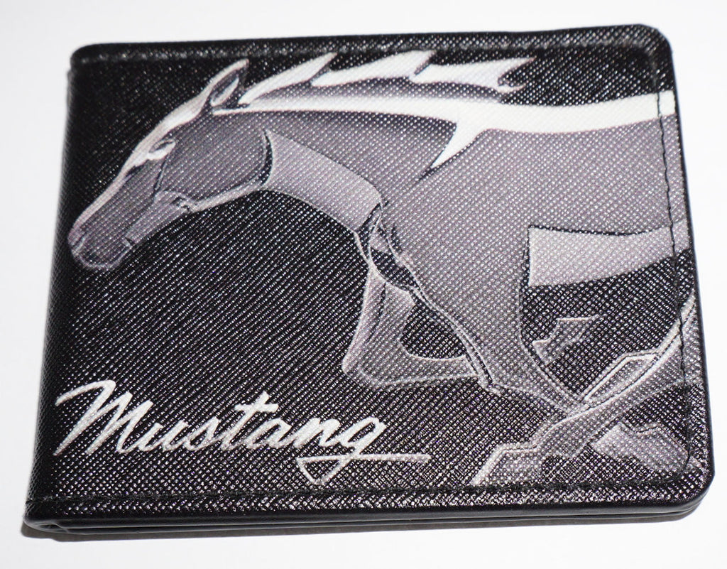 Ford Mustang Bi-Fold Wallets Trailer The – profile) head Mustang (horse Saffiano Leather