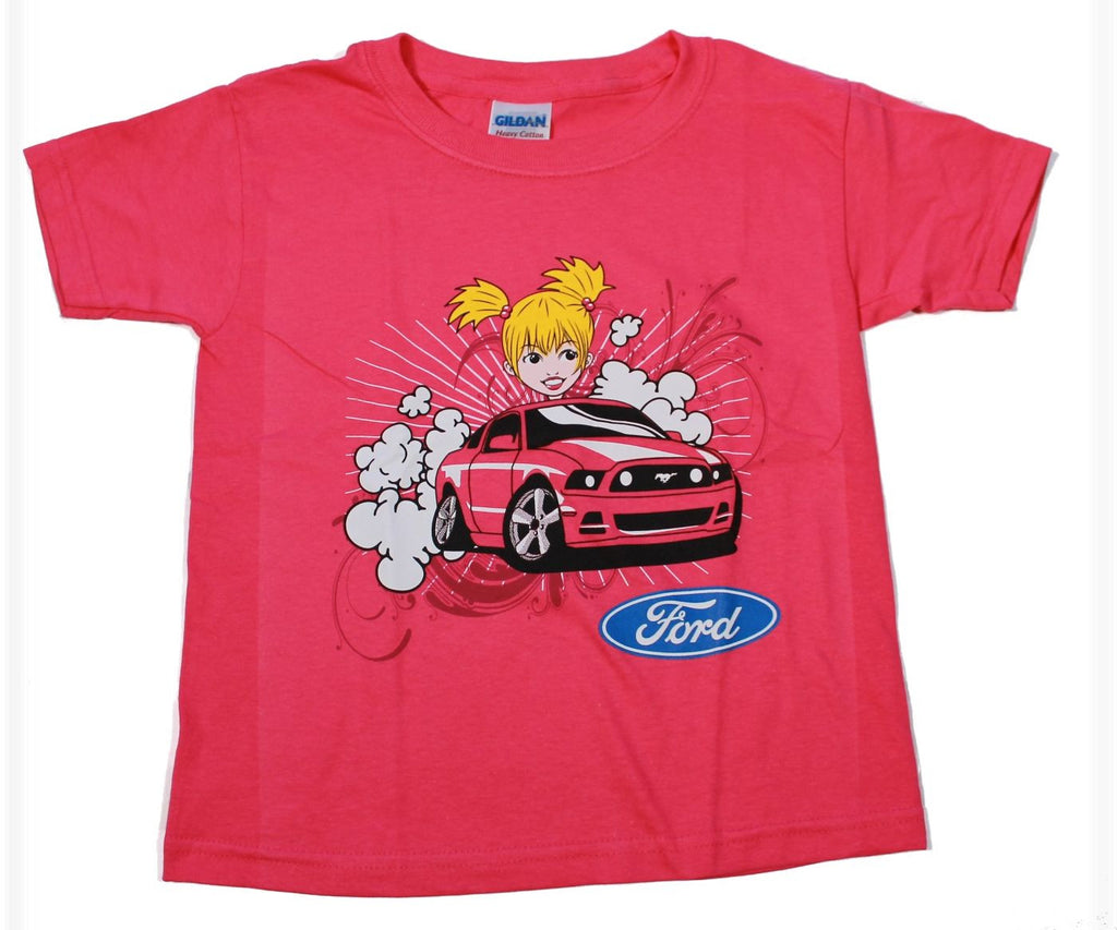 Ford Mustang kids shirt girl Mustang driving – in pink Trailer with The