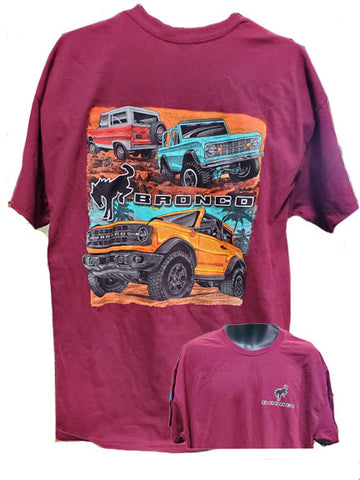 Ford Bronco shirt in maroon with NEW bronco